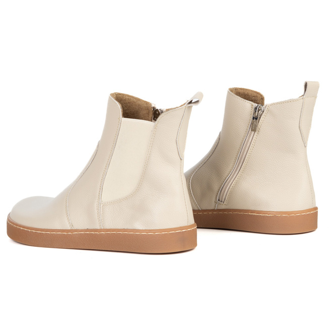 Damskie sztyblety barefoot Brooke na grubszym spodzie beżowe