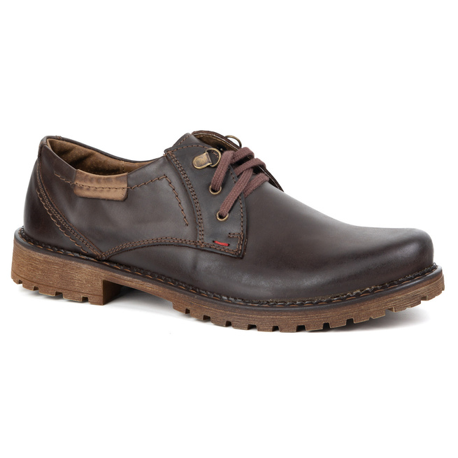 Buty męskie skórzane OLIVIER 312GT  ciemno brązowe