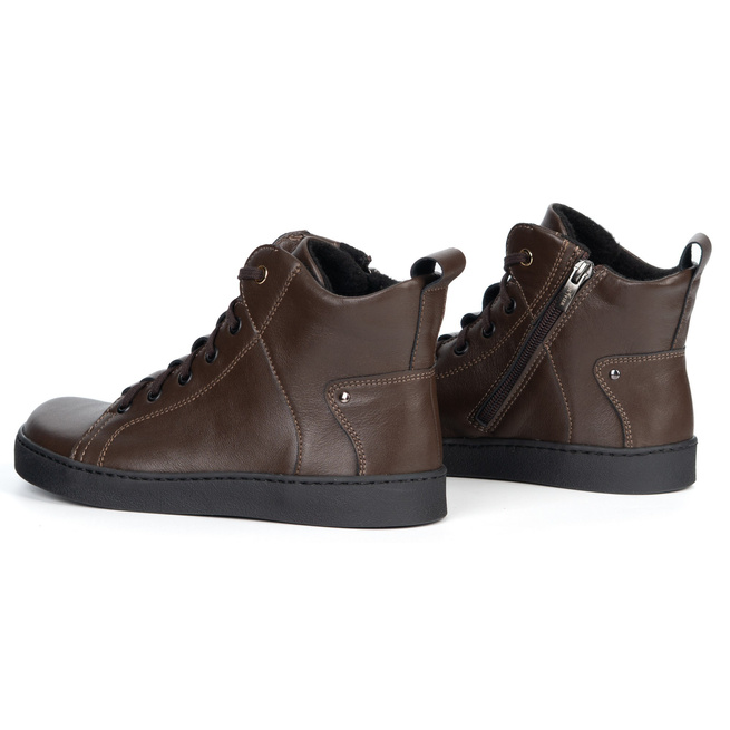 Barefoot minimalistická kožená obuv Riley zateplená hnědá