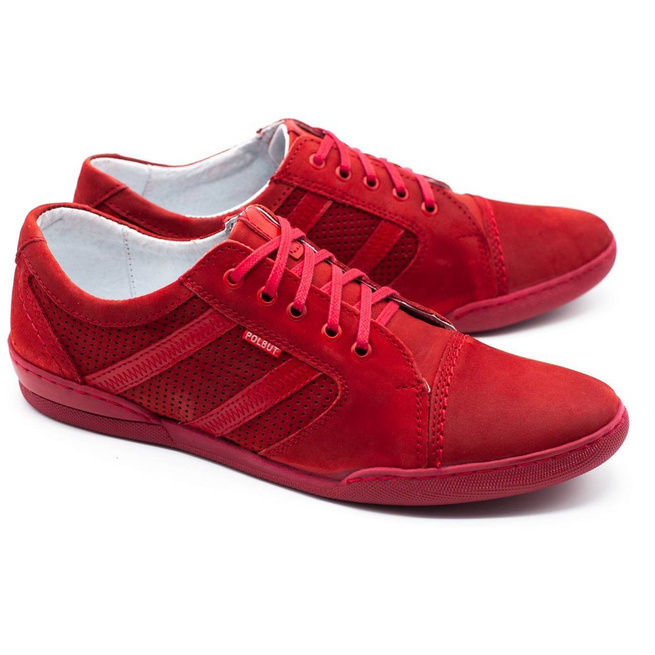 Buty męskie Casual R3 Perforacja czerwone