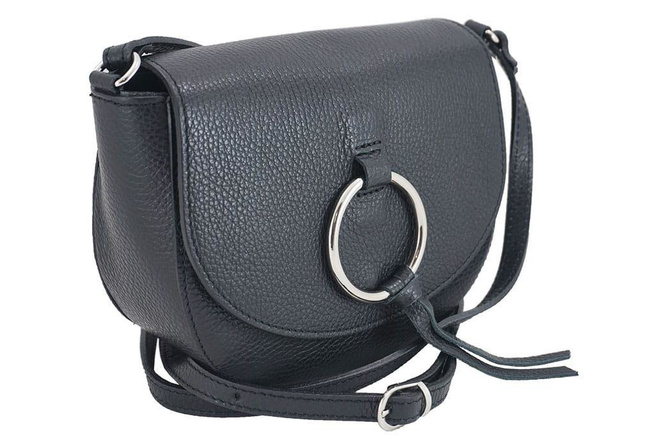 Damska skórzana listonoszka - Czarna