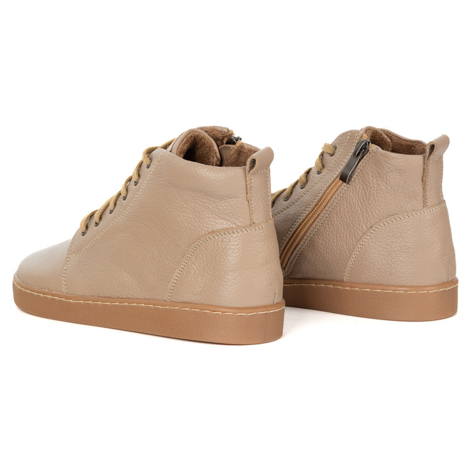 Buty damskie zimowe barefoot skórzane Z-B04 beżowe