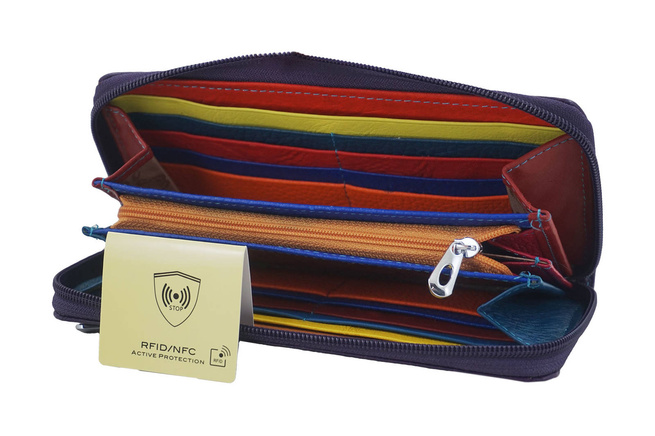 Kožená peněženka s ochranou RFID - fialová