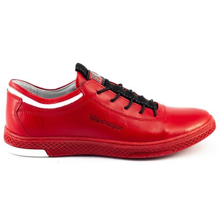 Buty męskie skórzane casual K23 czerwone