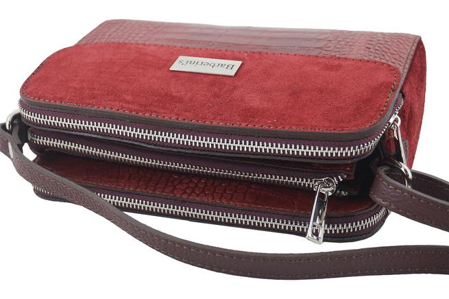 Stylowa torebka crossbody trzykomorowa - Bordowa
