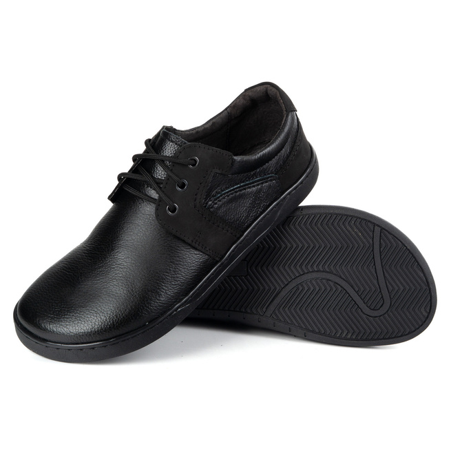 BAREFOOT Pánská minimalistická šněrovací kožená obuv 115KZ černá