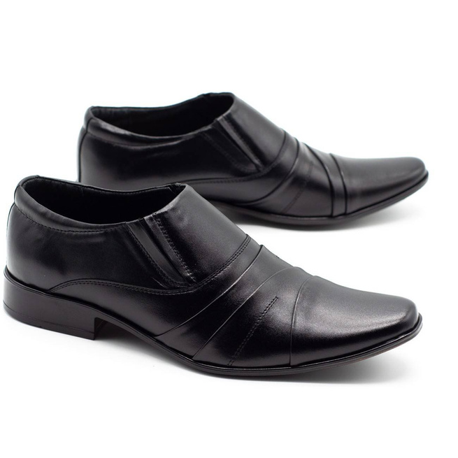 Kožené společenské nazouvací boty 206 černá