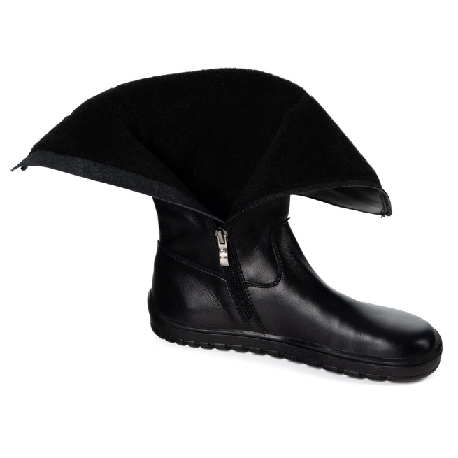 Buty damskie barefoot skórzane kozaki Olivier Hazel czarne licowe