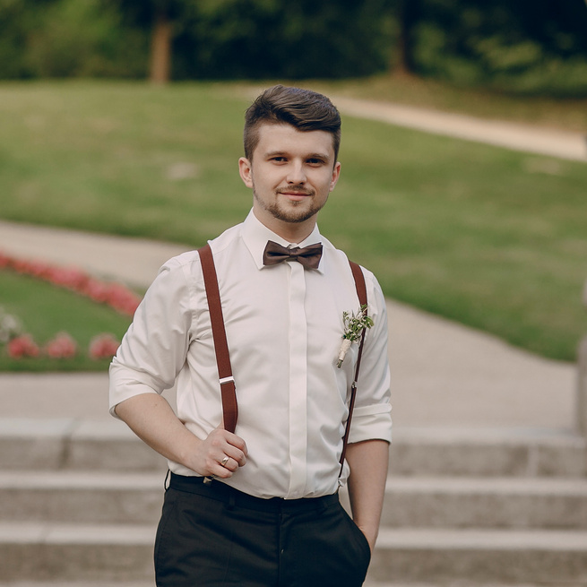 Pánský motýlek s povlakem na polštář Černý květinový vzor V019