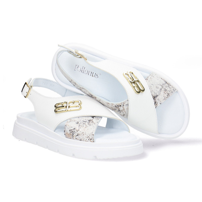 Pollonus dámské kožené sandály 5-1757-002 White Verona + Boa White