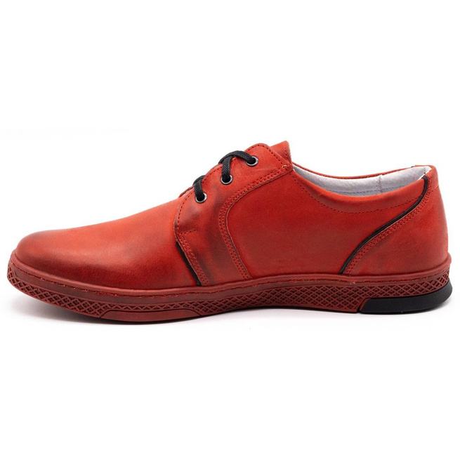 Buty męskie skórzane casual 322/2 czerwone