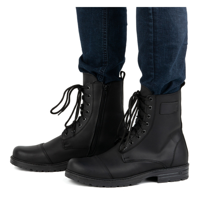 Polské pánské vysoké kožené boty 2118/2 POLBUT černé