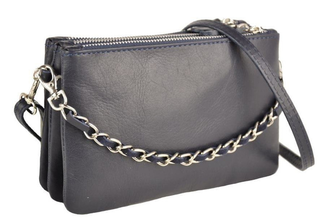 Módní italská kožená poštovní taška - námořnická modř