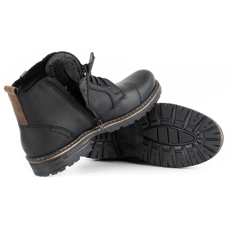 Buty męskie zimowe skórzane 403S czarne