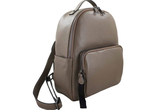 Elegantní klasický kožený batoh Tmavě béžová