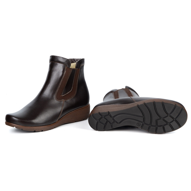 Dámské zateplené kožené boty na zip 021BB hnědé