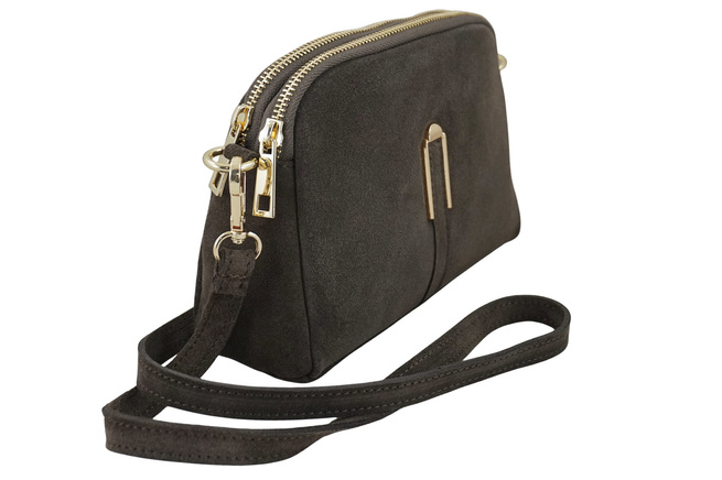 Malá semišová večerní kabelka - tmavě béžová