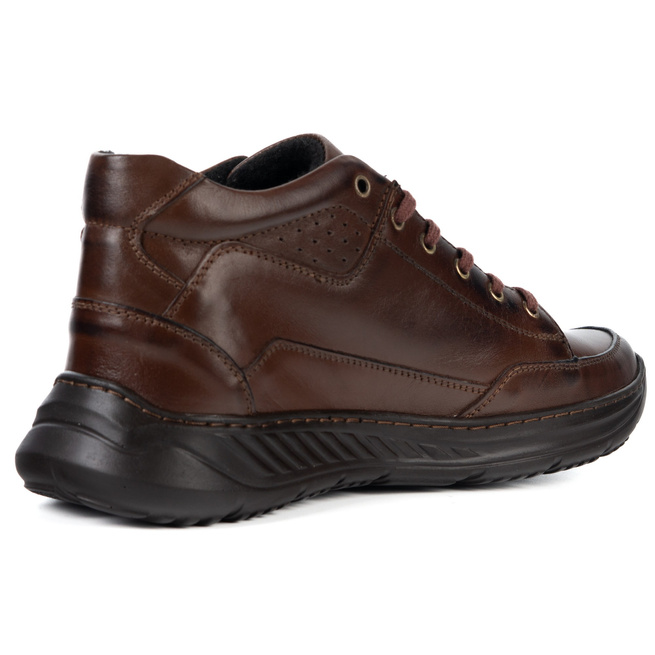Trzewiki męskie ocieplane do kostki 968MA brązowe sznurowane