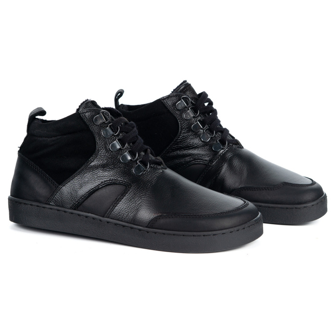 Barefoot unisex zimní kožené boty Explorer black