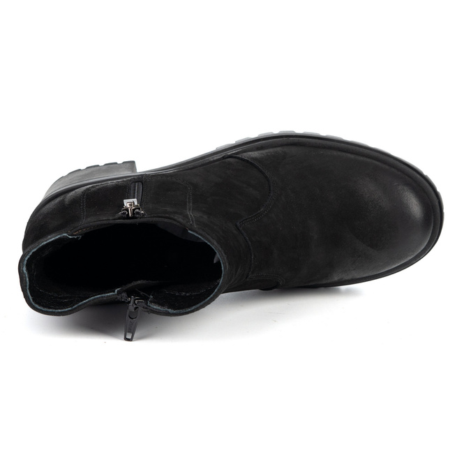 Olivier Peyton – botki skórzane na stabilnym obcasie 6,5 cm polskie obuwie naturalna skóra czarne