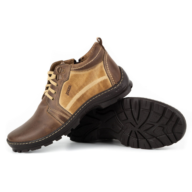 JOKER 592 hnědé pánské zimní kožené boty