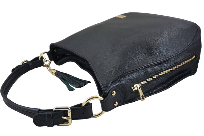 Duża i elegancka torebka skórzana - Czarna