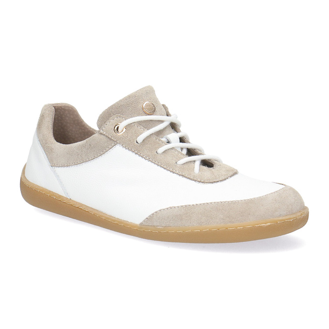 Skórzane pólbuty damskie Pollonus Białe Verona + Welur Barefoot  5-1769-004