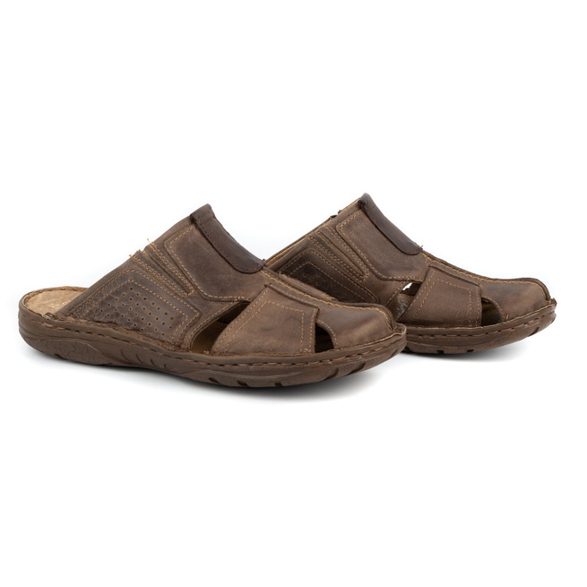 Pánské kožené žabky 312 brown
