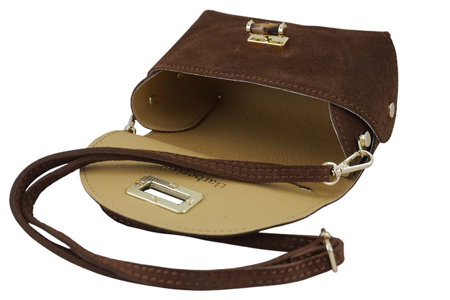 Malá semišová společenská kabelka - hnědá