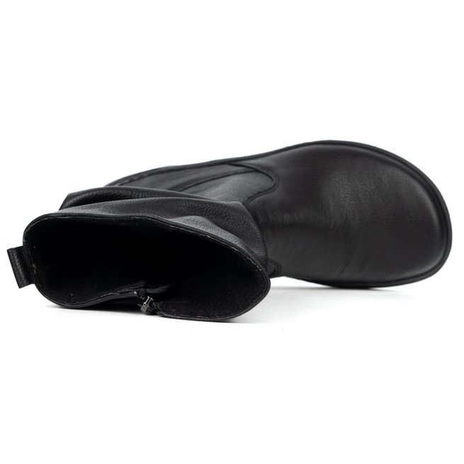 Buty Damskie botki BAREFOOT skórzane ocieplane Freja polskie czarne licowe