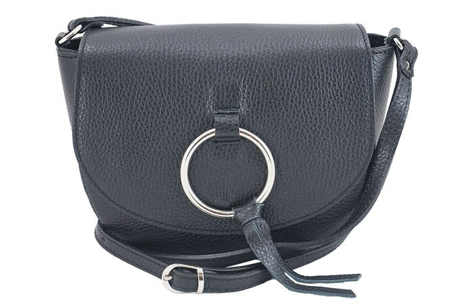 Damska skórzana listonoszka - Czarna