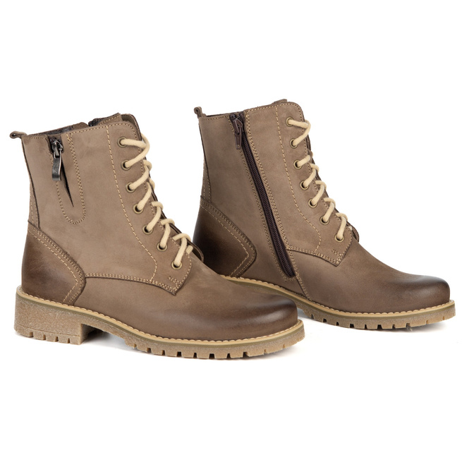 Lauren dámské zateplené boty z přírodní kůže a vlny olivové barvy