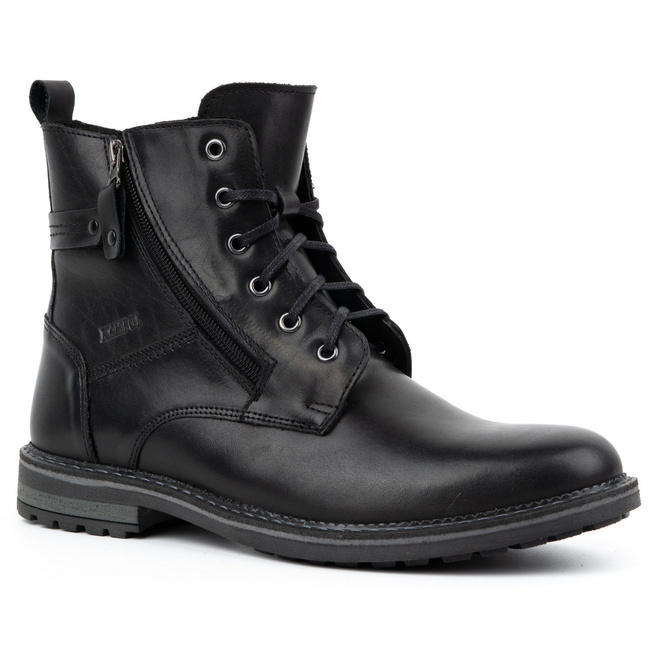 Pánské zimní boty kožené boty 155KAM black