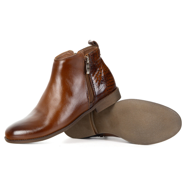 Botki jesienne BTZ skórzane AURORA brązowe