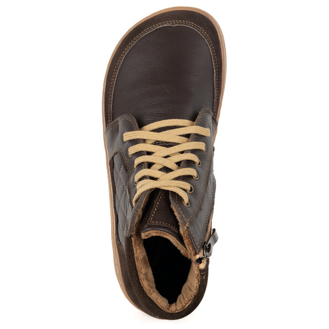 Buty damskie zimowe barefoot skórzane Z-B05 brązowe