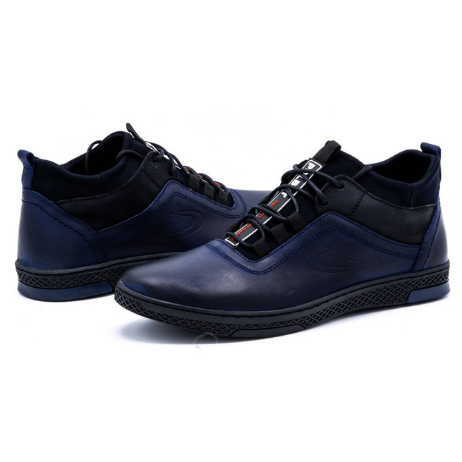 Buty męskie zimowe K27F ciemno granatowe