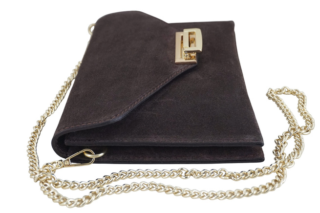 Stylowa kopertówka zamszowa Barberinis - Brązowa ciemna