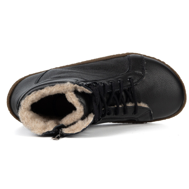 Damskie trzewiki barefoot ocieplane wełną merino 0769W czarny groszkowy