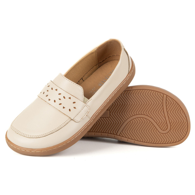 Mokasyny damskie barefoot Inga z szerokim przodem POLSKIE  beżowe