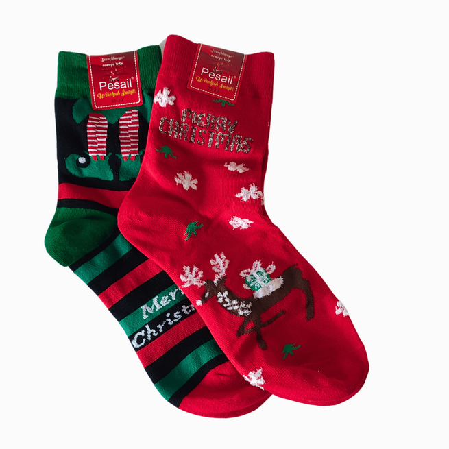 Sada dámských ponožek vánoční ponožky 2 páry box bavlna