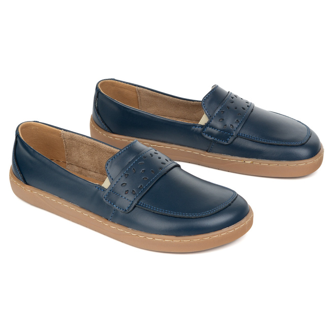 Dámské barefoot mokasíny Inga s širokou přední částí POLISH navy blue