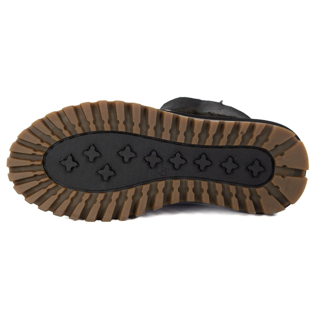 Černé sněhule1775 POL kůže zateplené přírodní vlnou