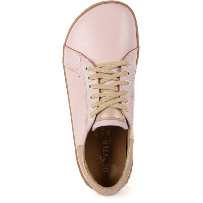 Aura: Różowe Damskie Barefoot Sneakersy Skórzane | Modne Buty Minimalistyczne, Zerowy Drop
