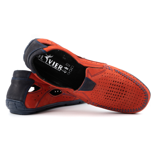 Pánské letní kožené mokasíny 91K červená