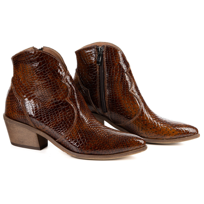 Butdam KW-1 dámské kožené kovbojské boty hnědé