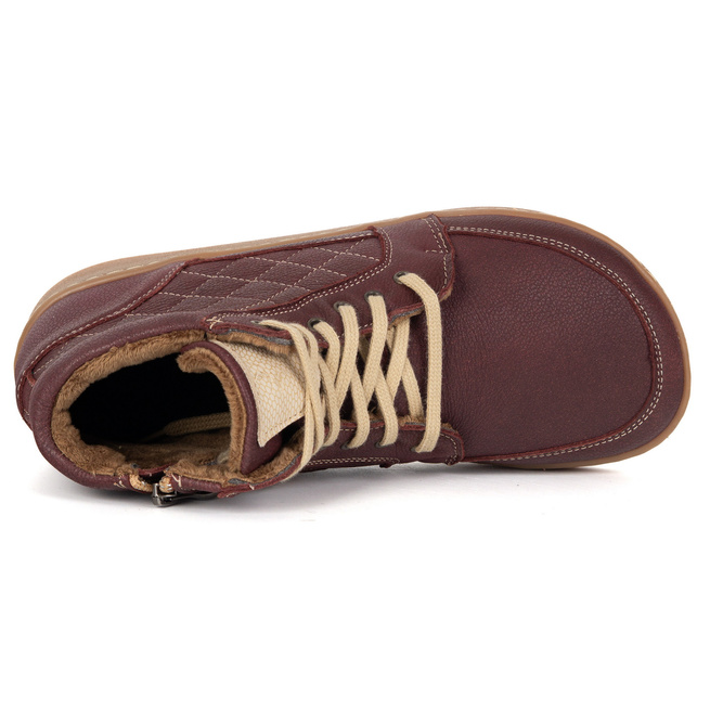 Dámské kožené zimní boty barefoot Z-B05 burgundy