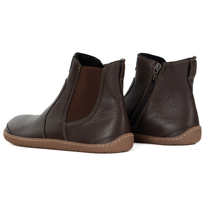 Damskie buty barefoot sztyblety z zamkiem ocieplane 1263 brązowe