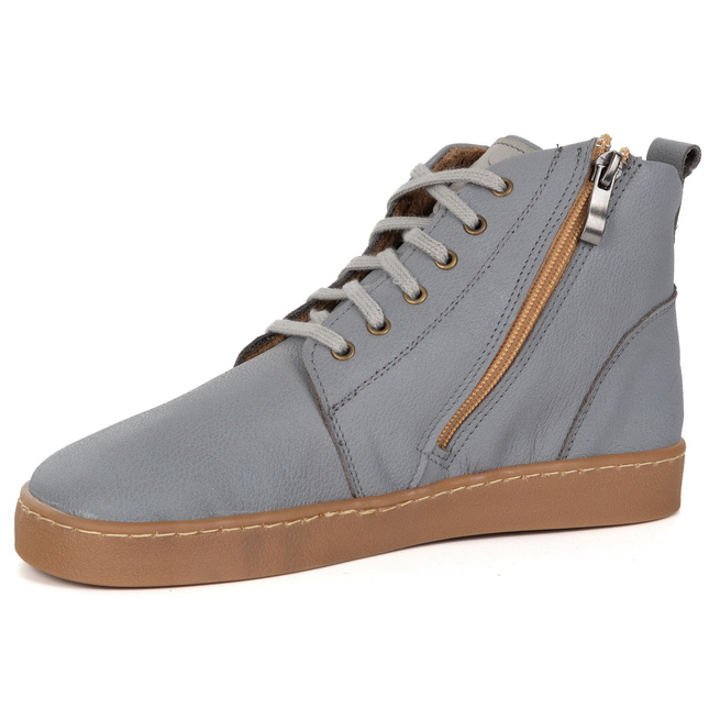 Buty damskie zimowe barefoot skórzane Z-B04 szare