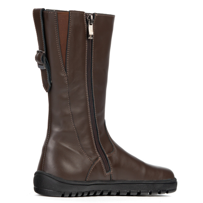 Barefoot Vivian kožené polobotky zimní podrážka nulová kapka hnědá tvář