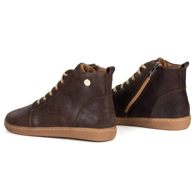 Dámské kožené zimní boty barefoot Z-B04 beige